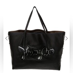 Jimmy Choo Large Black Leather Tote Bag